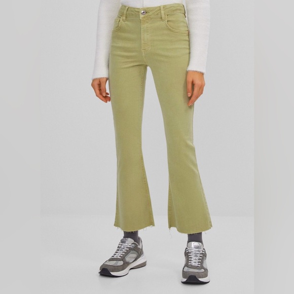 Bershka Denim - Bershka Kick Flair Jeans (Green, Size USA 10, NEW, Tags Included)